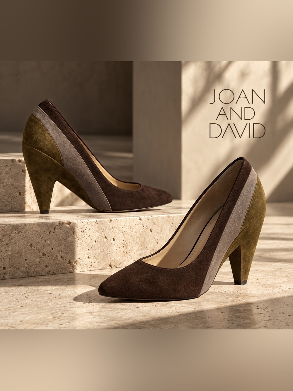 Joan & David Tricolor Suede Cone Heel Pumps Size 8 - Unworn